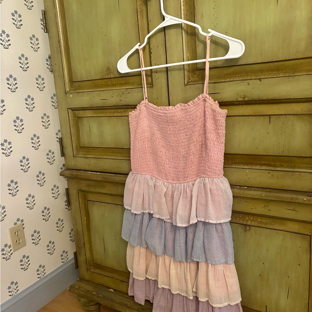 Storia Pink Ruffled Tiered Sundress